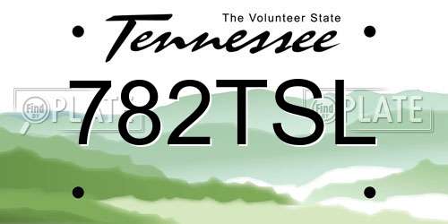 782TSL Tennessee License Plate