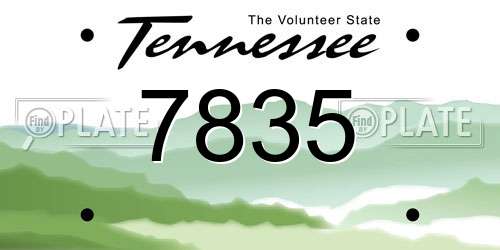 7835 Tennessee License Plate