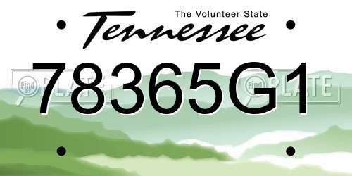 78365G1 Tennessee License Plate