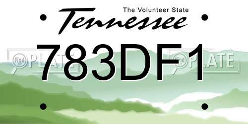783DF1 Tennessee License Plate