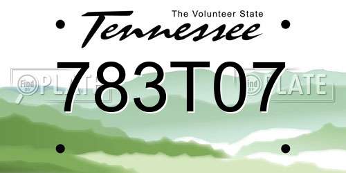 783T07 Tennessee License Plate