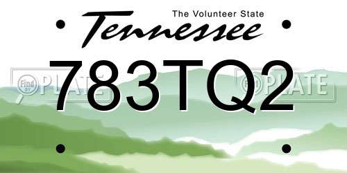 783TQ2 Tennessee License Plate