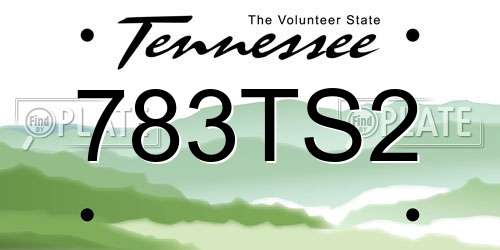 783TS2 Tennessee License Plate