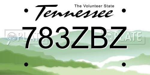 783ZBZ Tennessee License Plate