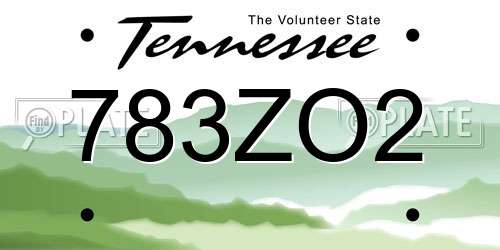 783ZO2 Tennessee License Plate