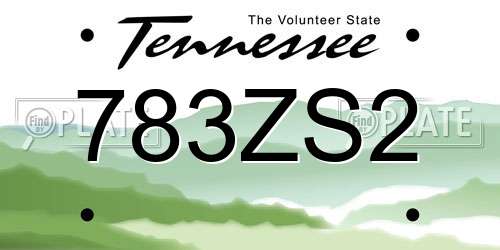 783ZS2 Tennessee License Plate