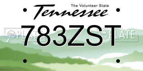 783ZST Tennessee License Plate