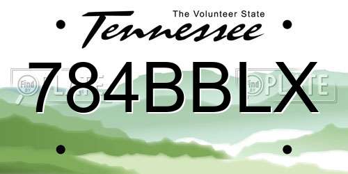784BBLX Tennessee License Plate