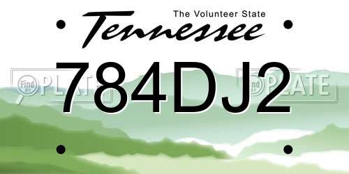784DJ2 Tennessee License Plate