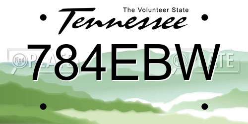 784EBW Tennessee License Plate