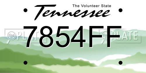 7854FF Tennessee License Plate