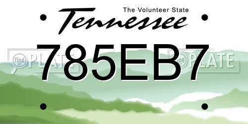 785EB7 Tennessee License Plate