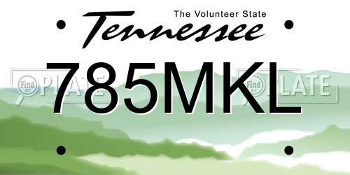 785MKL Tennessee License Plate