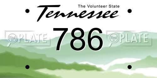 786 Tennessee License Plate