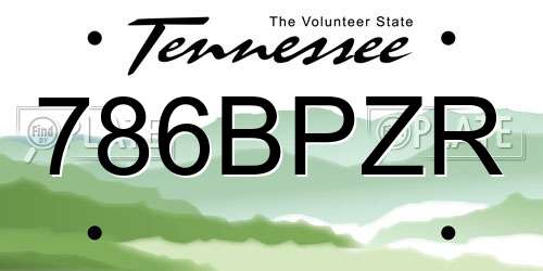 786BPZR Tennessee License Plate