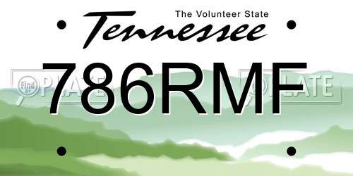 786RMF Tennessee License Plate