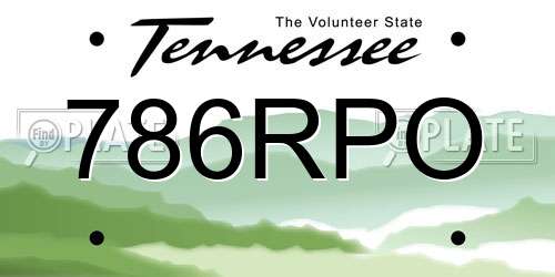 786RPO Tennessee License Plate
