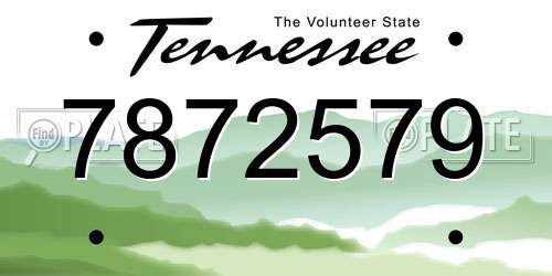 7872579 Tennessee License Plate