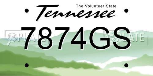 7874GS Tennessee License Plate