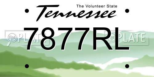 7877RL Tennessee License Plate