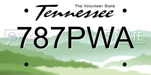 787PWA Tennessee License Plate