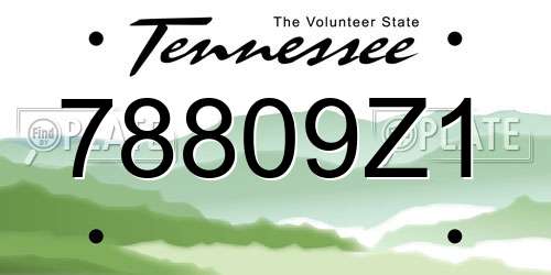 78809Z1 Tennessee License Plate