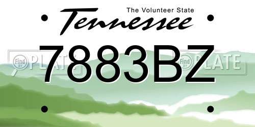 7883BZ Tennessee License Plate