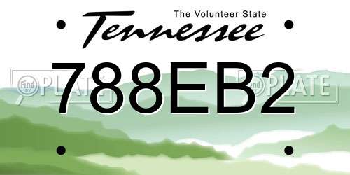 788EB2 Tennessee License Plate