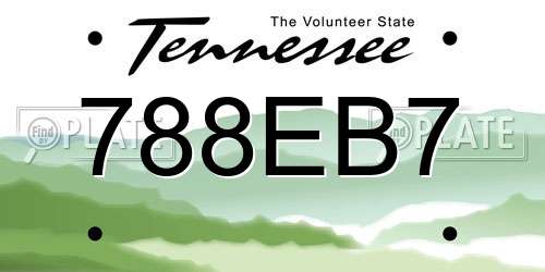 788EB7 Tennessee License Plate