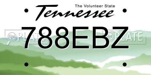 788EBZ Tennessee License Plate