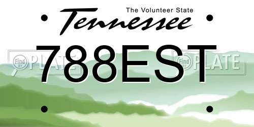 788EST Tennessee License Plate