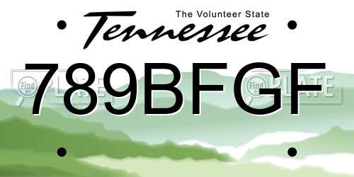 789BFGF Tennessee License Plate