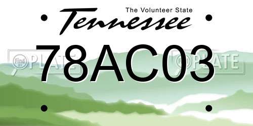 78AC03 Tennessee License Plate