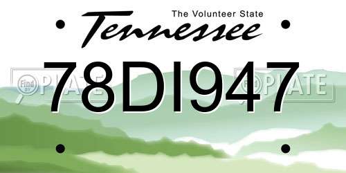 78DI947 Tennessee License Plate
