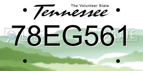 78EG561 Tennessee License Plate