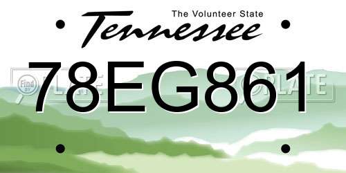 78EG861 Tennessee License Plate
