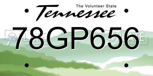 78GP656 Tennessee License Plate