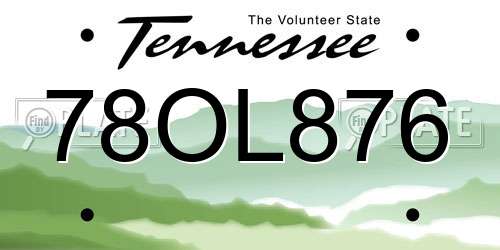 78OL876 Tennessee License Plate
