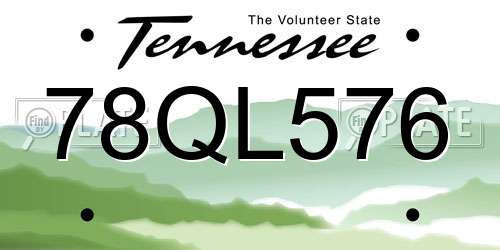 78QL576 Tennessee License Plate