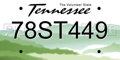 78ST449 Tennessee License Plate