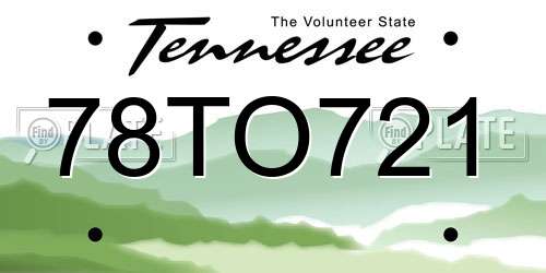 78TO721 Tennessee License Plate