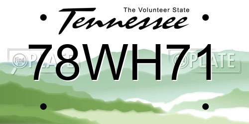 78WH71 Tennessee License Plate