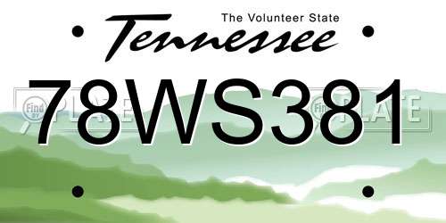 78WS381 Tennessee License Plate