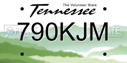 790KJM Tennessee License Plate