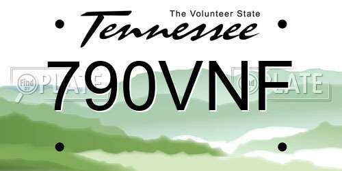 790VNF Tennessee License Plate