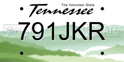 791JKR Tennessee License Plate