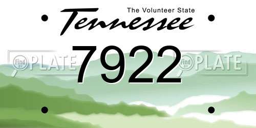 7922 Tennessee License Plate