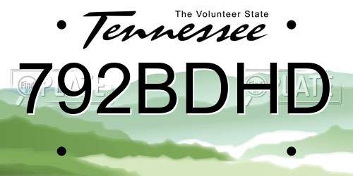 792BDHD Tennessee License Plate