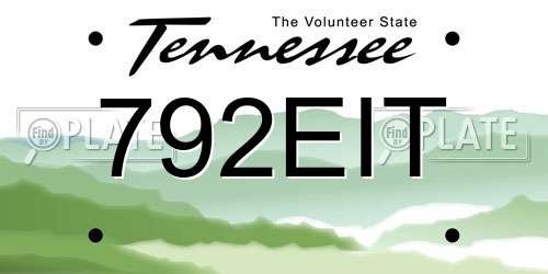 792EIT Tennessee License Plate