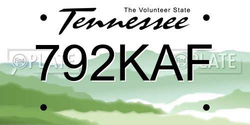 792KAF Tennessee License Plate